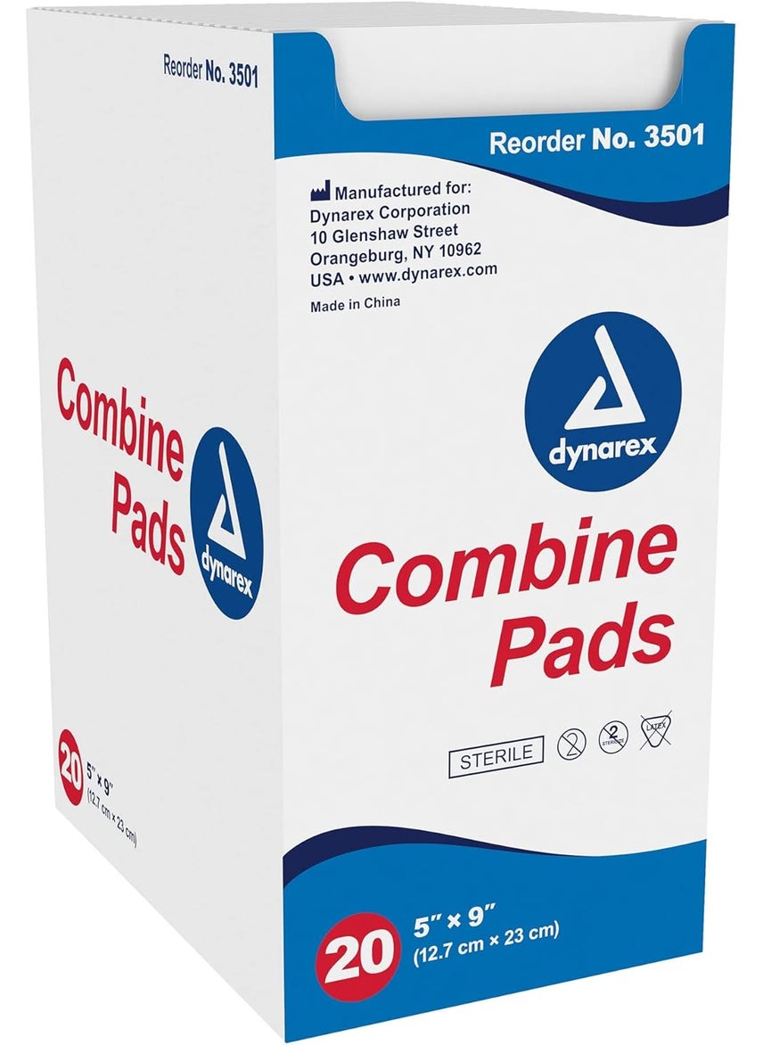 Dynarex Combine Pads, Sterile, 5 x 9 Inch, 20 Count
