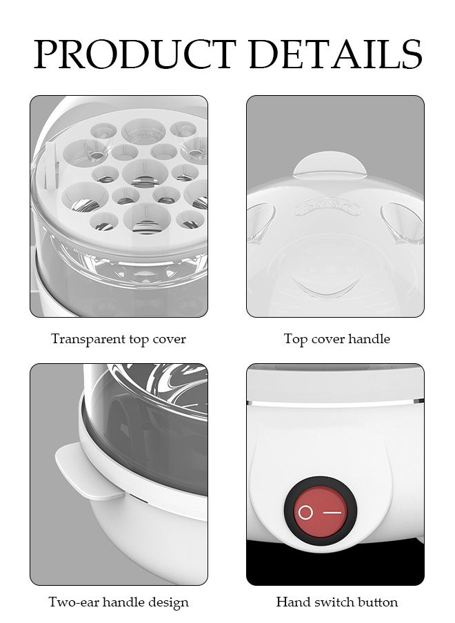 Double Layer Egg Cooker, Multifunctional Electric Steam Egg Boiler, Quick Egg Boiler With Handle， Automatic Power Off, High Temperature Resistance,Can Cook 14 Eggs, 350W, 15 * 21cm