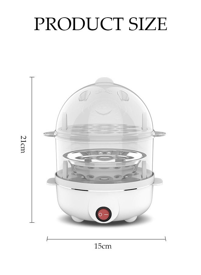Double Layer Egg Cooker, Multifunctional Electric Steam Egg Boiler, Quick Egg Boiler With Handle， Automatic Power Off, High Temperature Resistance,Can Cook 14 Eggs, 350W, 15 * 21cm
