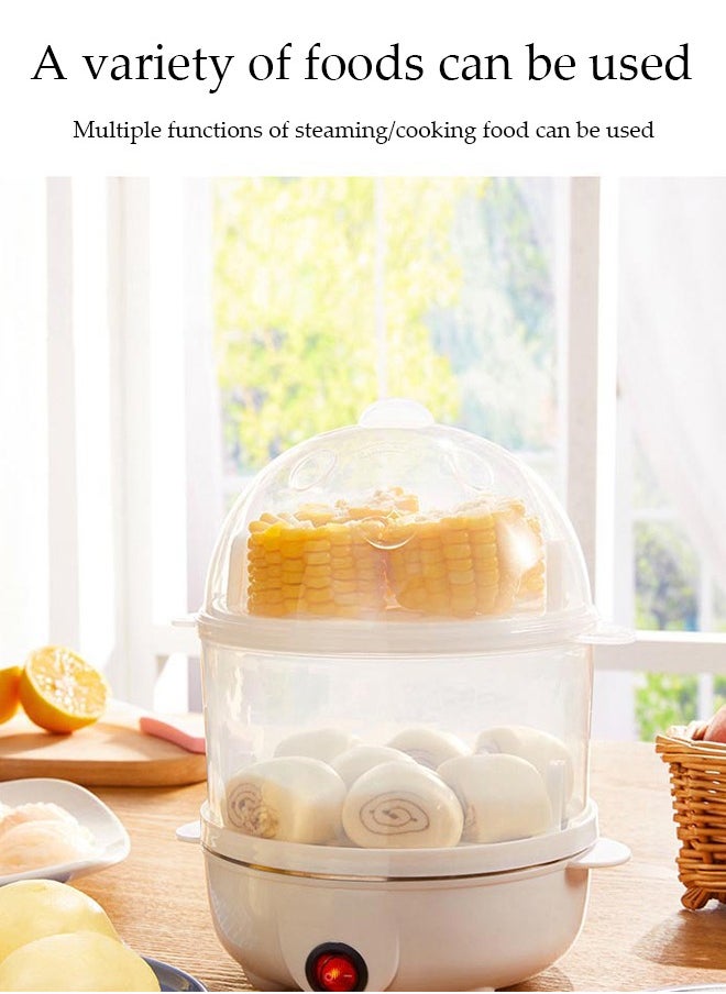 Double Layer Egg Cooker, Multifunctional Electric Steam Egg Boiler, Quick Egg Boiler With Handle， Automatic Power Off, High Temperature Resistance,Can Cook 14 Eggs, 350W, 15 * 21cm