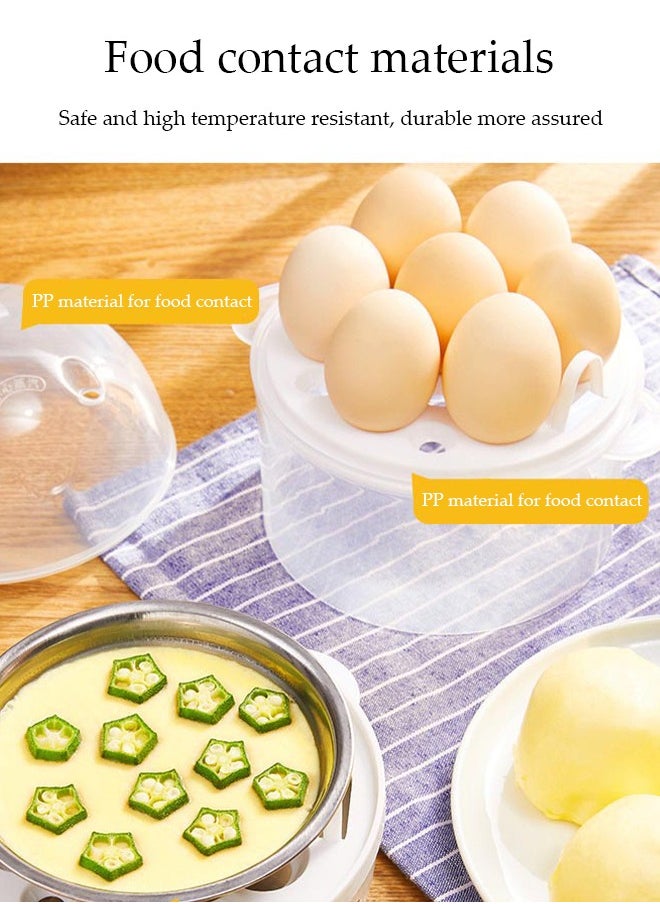Double Layer Egg Cooker, Multifunctional Electric Steam Egg Boiler, Quick Egg Boiler With Handle， Automatic Power Off, High Temperature Resistance,Can Cook 14 Eggs, 350W, 15 * 21cm