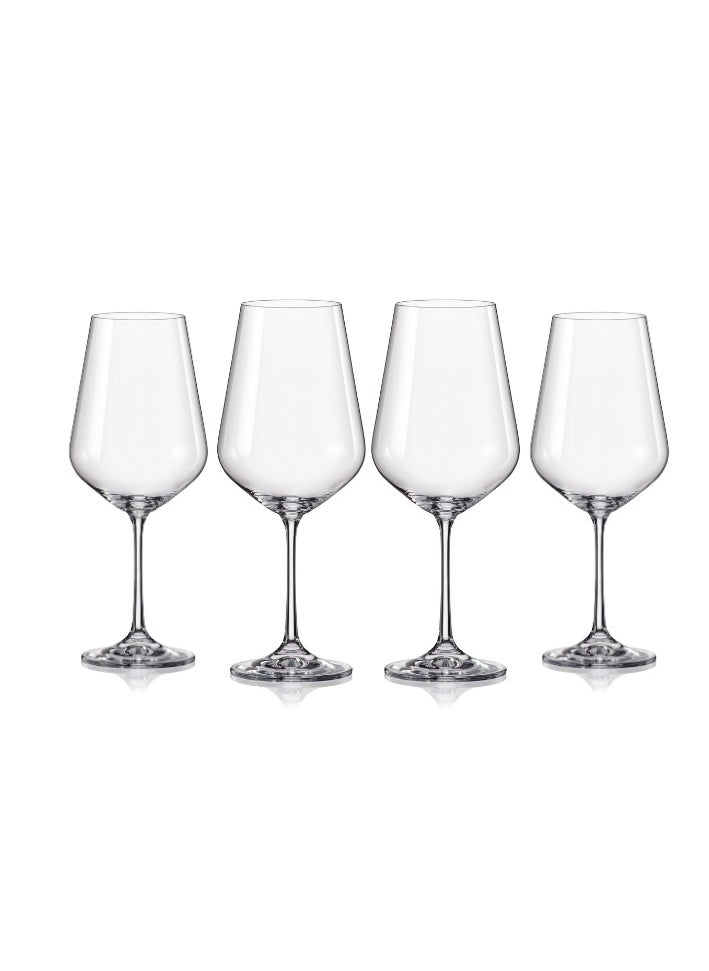 Crystalex Bordeaux Glass Siesta 500ml,Crystalline (Pack of 4)