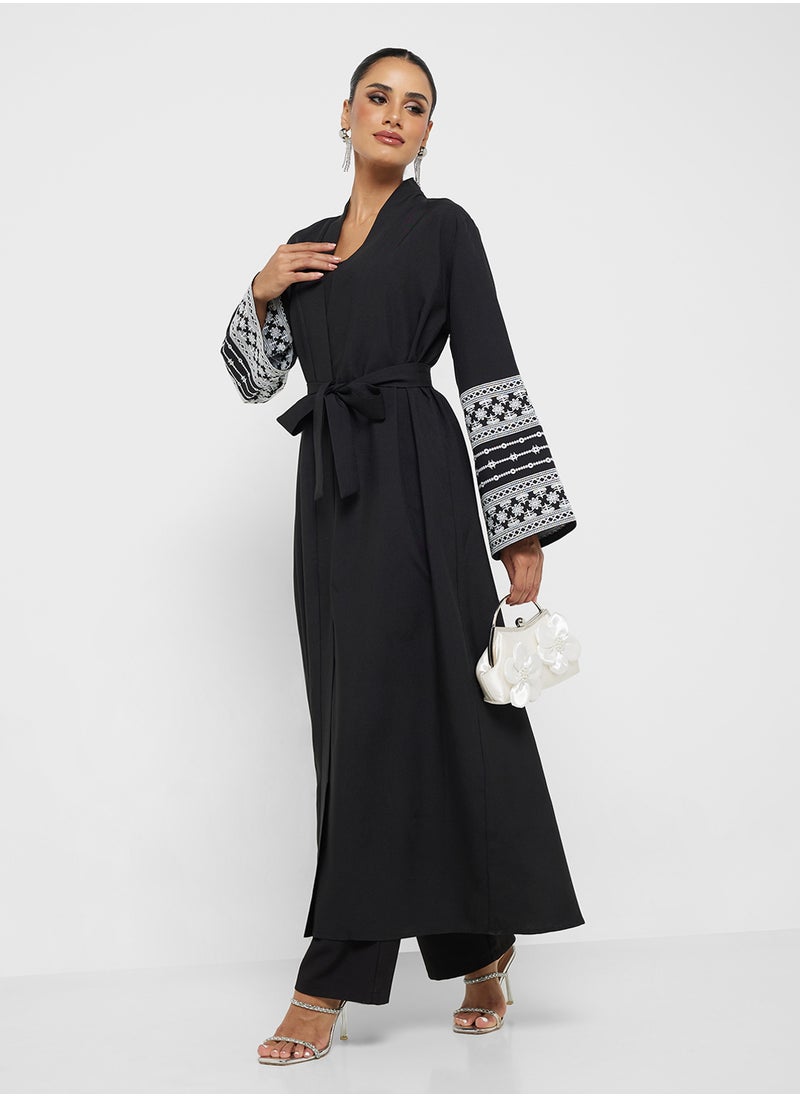 Abaya With Patterned Sleeve