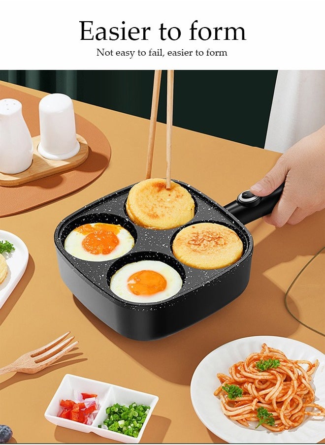 4-HoleFrying Egg Pan, Home Use, Breakfast Egg Hamburger Pancake Pan, Suitable For Hamburger Egg Ham Pancake Machine, Non-Stick Pan, Black