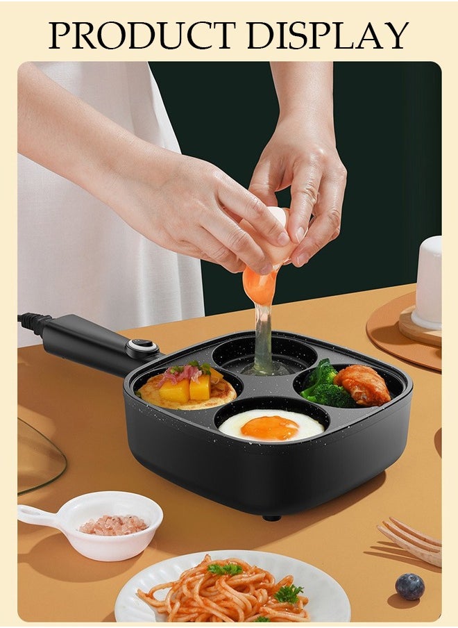 4-HoleFrying Egg Pan, Home Use, Breakfast Egg Hamburger Pancake Pan, Suitable For Hamburger Egg Ham Pancake Machine, Non-Stick Pan, Black