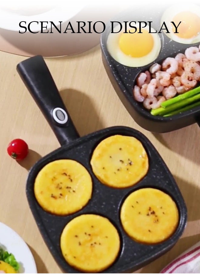 4-HoleFrying Egg Pan, Home Use, Breakfast Egg Hamburger Pancake Pan, Suitable For Hamburger Egg Ham Pancake Machine, Non-Stick Pan, Black