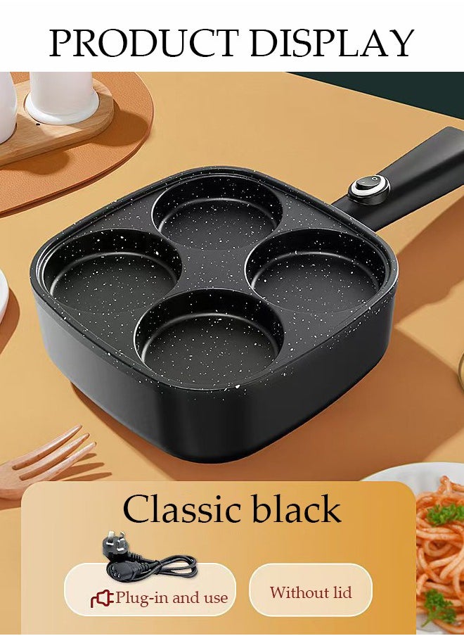 4-HoleFrying Egg Pan, Home Use, Breakfast Egg Hamburger Pancake Pan, Suitable For Hamburger Egg Ham Pancake Machine, Non-Stick Pan, Black