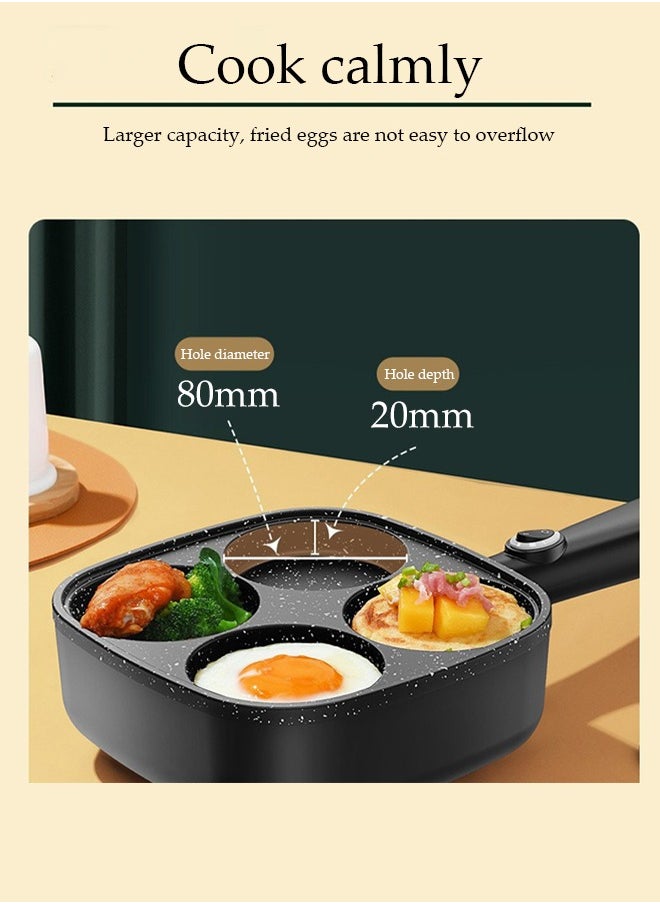 4-HoleFrying Egg Pan, Home Use, Breakfast Egg Hamburger Pancake Pan, Suitable For Hamburger Egg Ham Pancake Machine, Non-Stick Pan, Black
