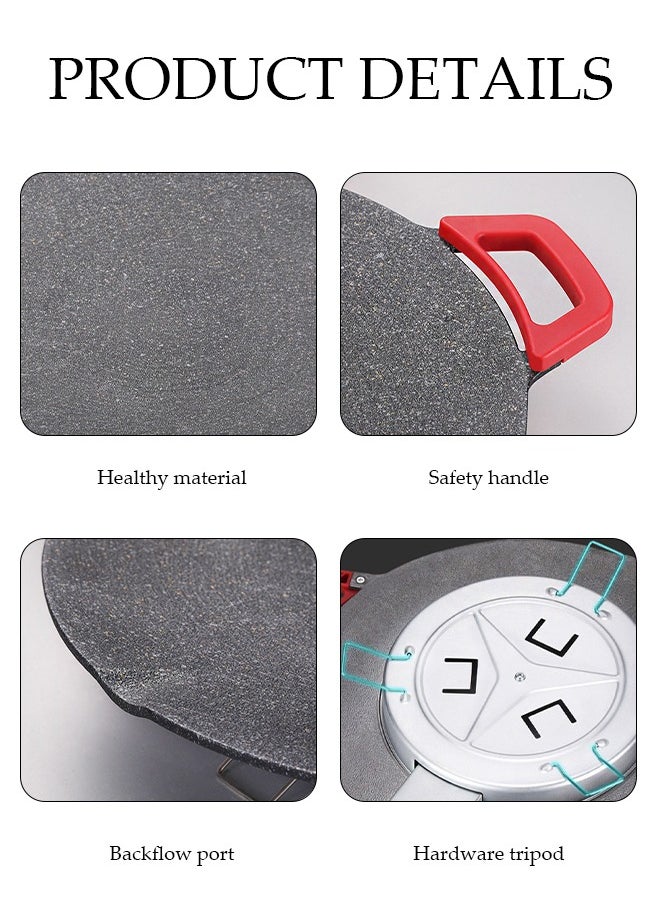 Korean BBQ Grill Pan，Circular Non Stick Grill, Household Electric Baking Tray, Multifunctional Barbecue Frying Pan, 5 Adjustable Temperature Levels，With Handle, Brush, Clip And Foldable Tripod, Easy To Clean, Suitable For Indoor And Outdoor，Gatherings，Home