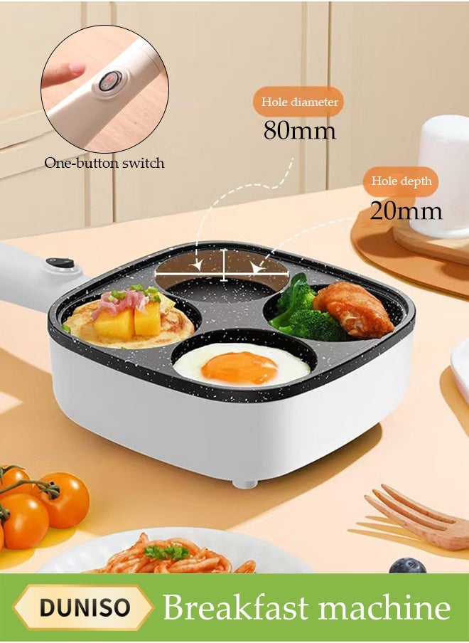 4-Hole Frying Egg Pan, Hamburger Machine, Breakfast Egg Hamburger Pancake Pan, Suitable For Hamburger Egg Ham Pancake Machine, Non-Stick Pan, Cooking Breakfast, White
