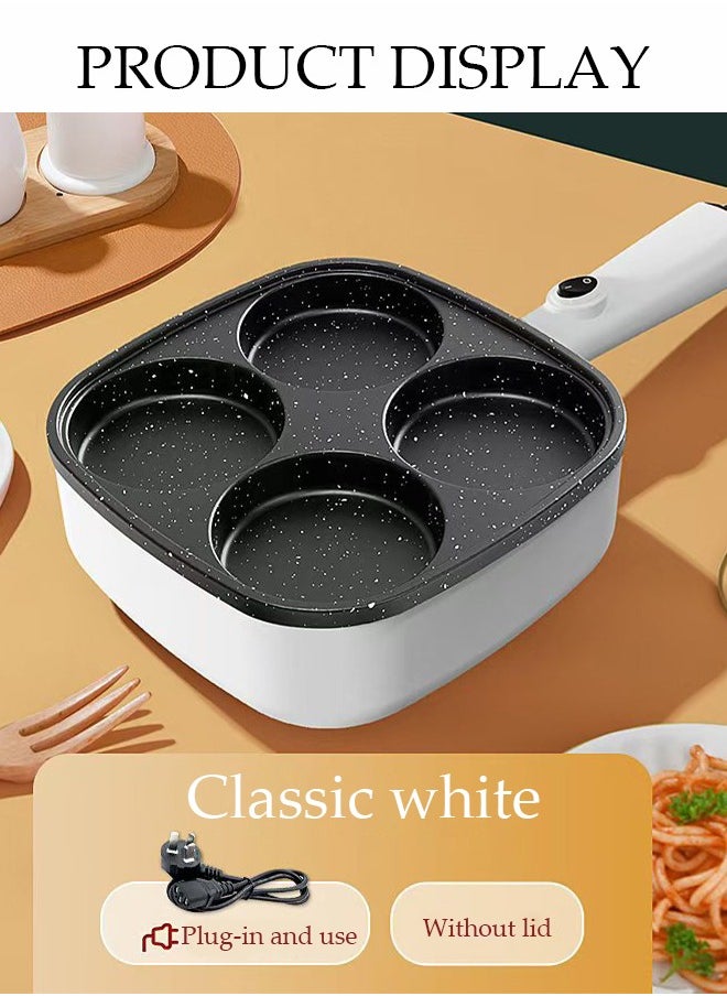4-Hole Frying Egg Pan, Hamburger Machine, Breakfast Egg Hamburger Pancake Pan, Suitable For Hamburger Egg Ham Pancake Machine, Non-Stick Pan, Cooking Breakfast, White