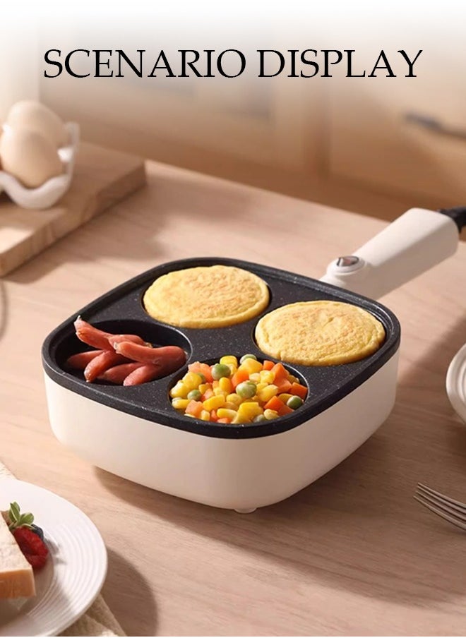 4-Hole Frying Egg Pan, Hamburger Machine, Breakfast Egg Hamburger Pancake Pan, Suitable For Hamburger Egg Ham Pancake Machine, Non-Stick Pan, Cooking Breakfast, White