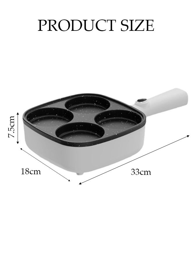 4-Hole Frying Egg Pan, Hamburger Machine, Breakfast Egg Hamburger Pancake Pan, Suitable For Hamburger Egg Ham Pancake Machine, Non-Stick Pan, Cooking Breakfast, White