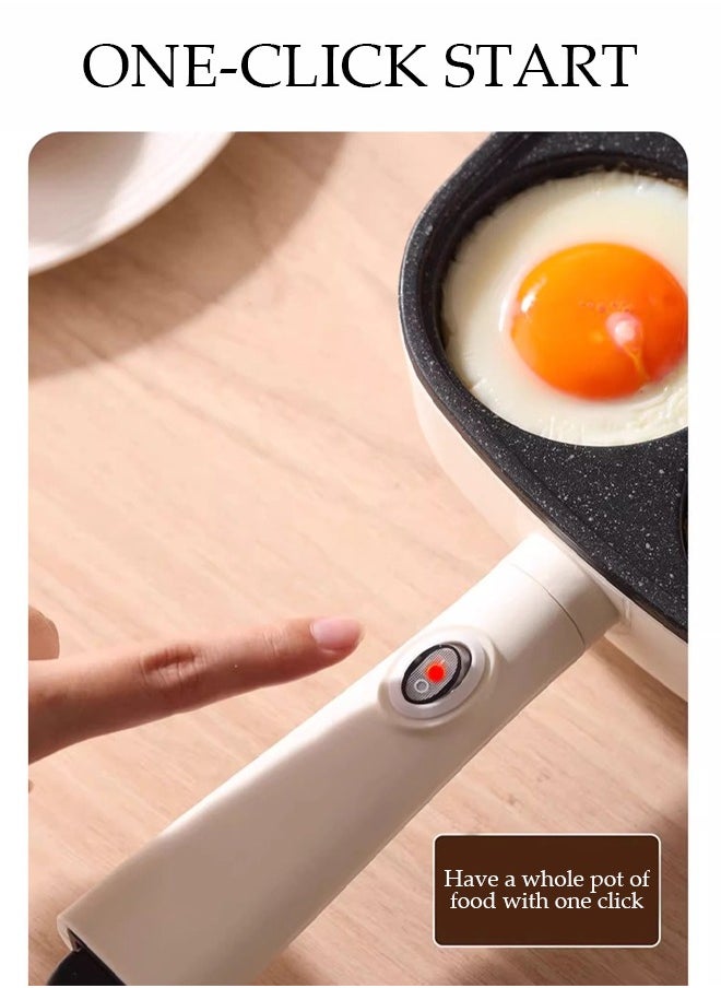 4-Hole Frying Egg Pan, Hamburger Machine, Breakfast Egg Hamburger Pancake Pan, Suitable For Hamburger Egg Ham Pancake Machine, Non-Stick Pan, Cooking Breakfast, White