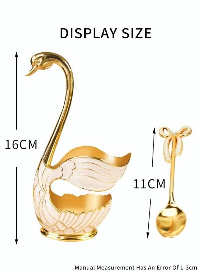 7PCS Spoon Set Stainless Steel Dessert Spoon Golden Tail With Bowknot Coffee Spoon With Spoon Storage Rack