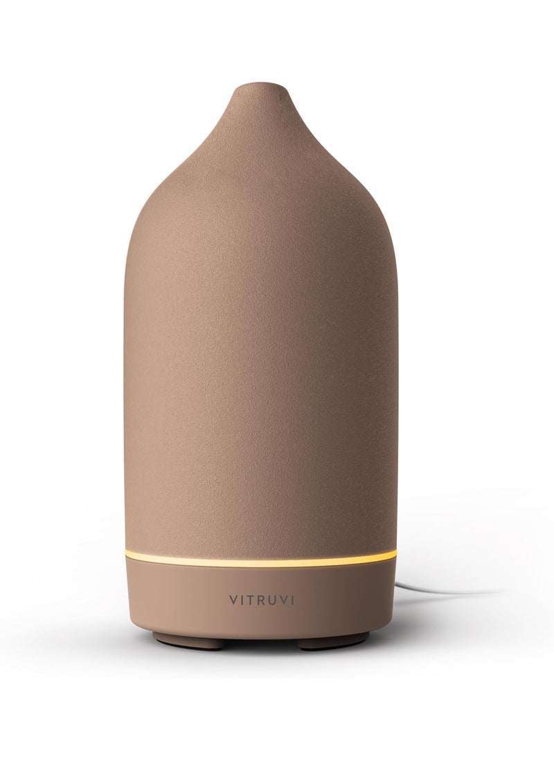 Vitruvi Stone Diffuser, Ceramic Ultrasonic Essential Oil Diffuser for Aromatherapy | Ceramic Diffuser, Diffusers for Home, Oil Diffuser, Room Decor | Suede, 90ml Capacity