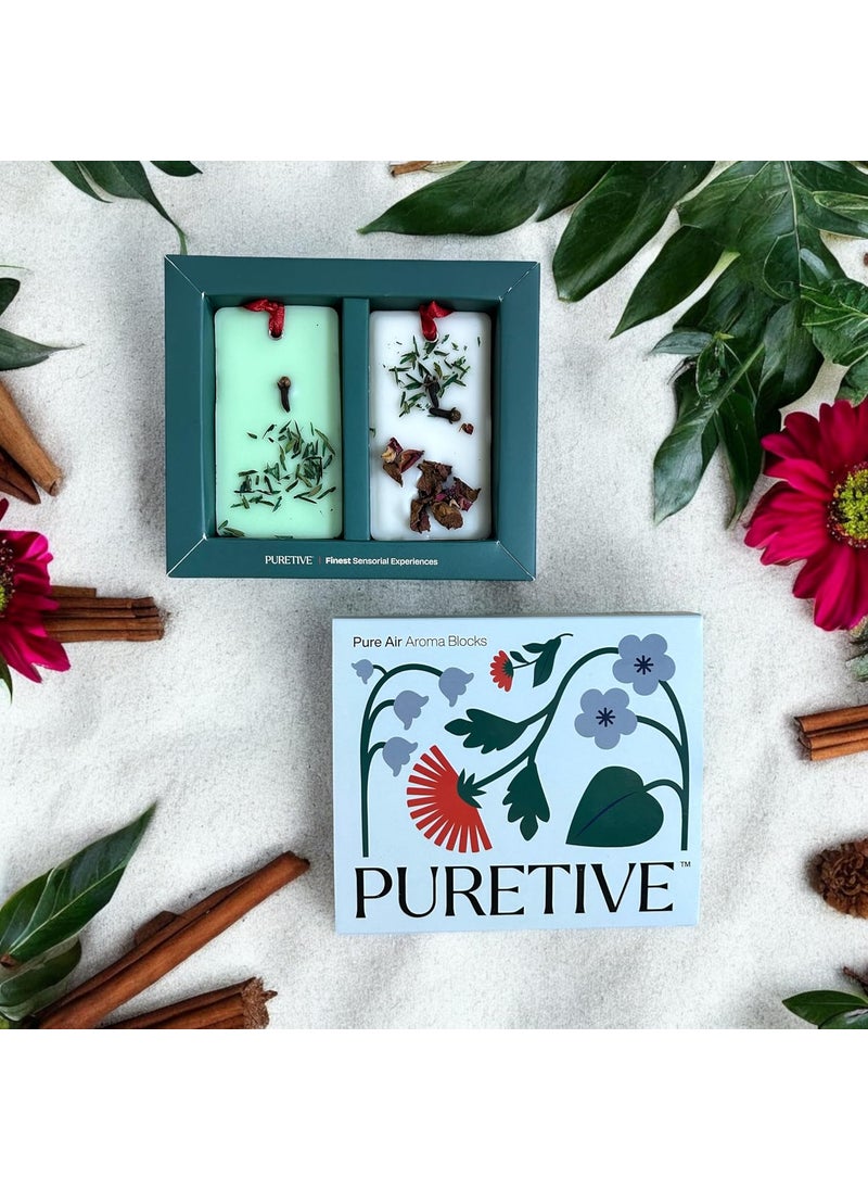 PURETIVE Pure Air Aroma Blocks Set of 2 Soy Wax Tablets Lemongrass SandalwoodRose Fragrance Scented Sachet Air Freshener for Wardrobe Home Dcor EcoFriendly Gifting