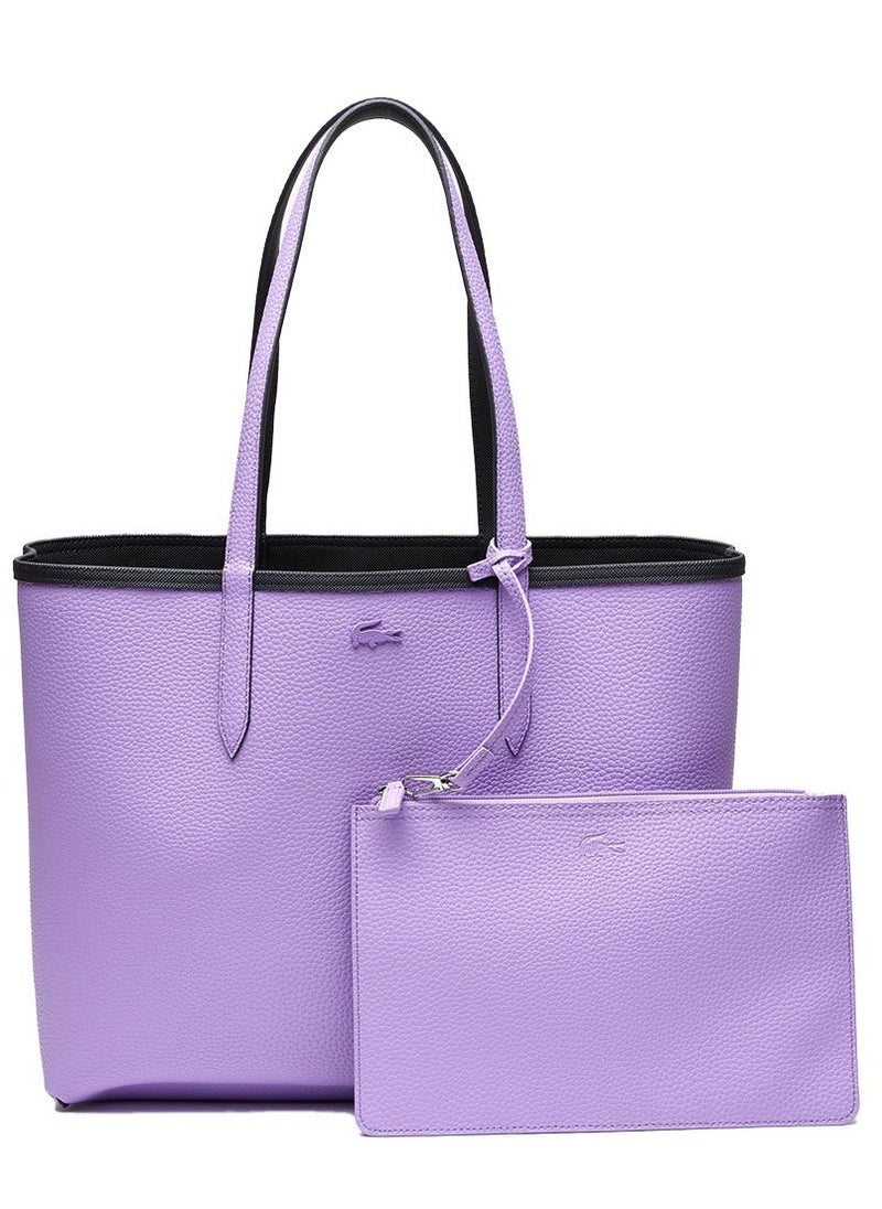 LACOSTE Women's Double sided Two tone Large Capacity Handbag, Black/Purple