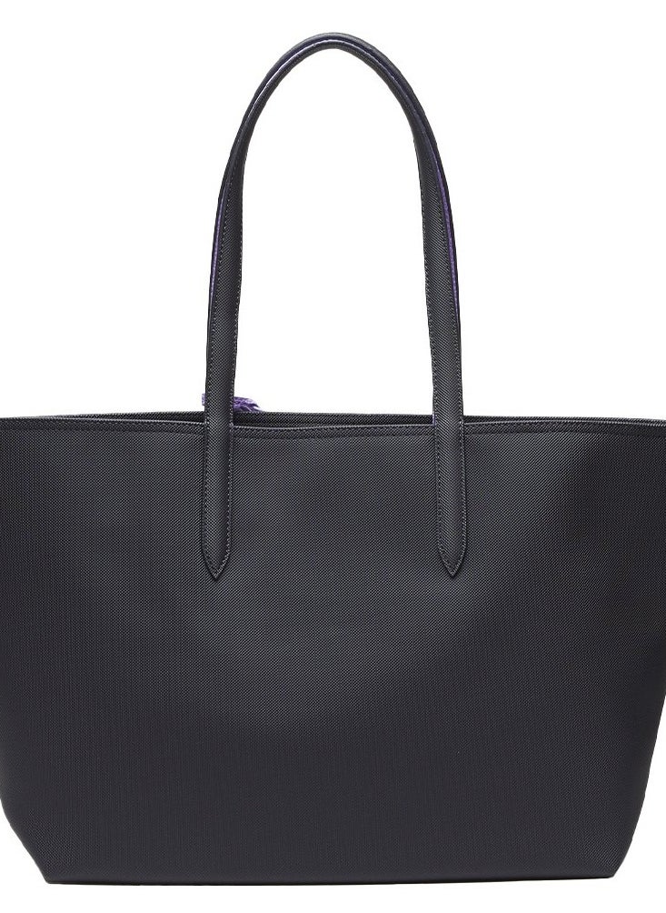 LACOSTE Women's Double sided Two tone Large Capacity Handbag, Black/Purple