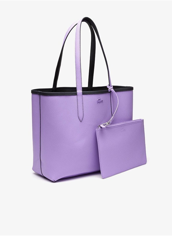 LACOSTE Women's Double sided Two tone Large Capacity Handbag, Black/Purple