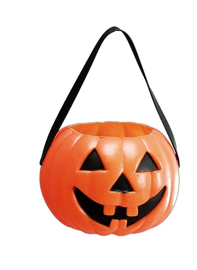 Kaku Fancy Dresses Halloween Pumpkin Baskets For Kids | Trick Or Treat Small Plastic Basket | Halloween Decoration Prop - Pack Of 1, Orange