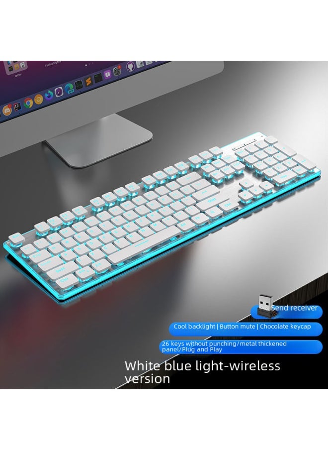 X7s Wireless Bluetooth Keyboard Mouse Set Ultra-thin Silent Comfortable Charging For Gaming Office Use-Specifications:[Wireless Bluetooth Dual Mode] White Yellow Light Keyboard Mouse Set-[Mute Rechargeable Large Battery]]
