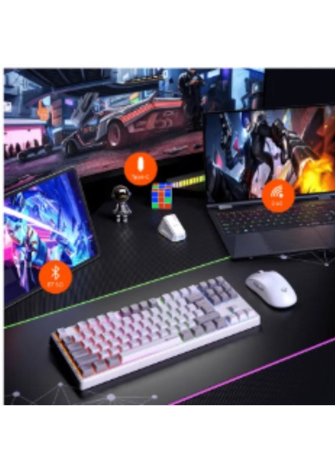 MEETION MK14 TKL Three Mode Wireless/Bluetooth/Wired Hot Swappable Gaming Keyboard 87 keys Game Peripheral RGB LED Light-Weight Mechanical Gaming Keyboard