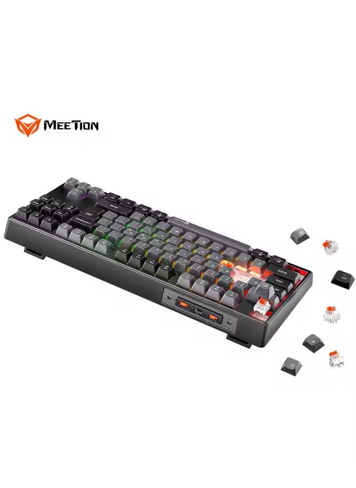 MEETION MK14 TKL Three Mode Wireless/Bluetooth/Wired Hot Swappable Gaming Keyboard 87 keys Game Peripheral RGB LED Light-Weight Mechanical Gaming Keyboard