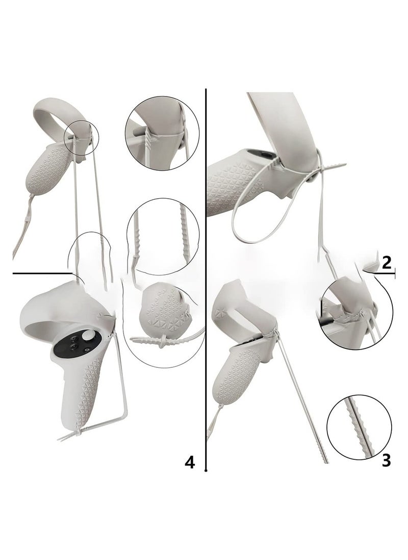Oculus Quest 2 Accessories: Silicone Face Cover, Touch Controller Grip Covers, Protective Lens Dust-Proof Cover, and Thumb on Caps (Grey)