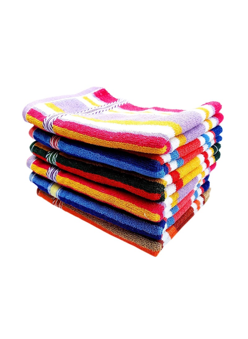 Space Fly Cotton Striped High Absorbent Hand Towels For Kitchen And Wash Basin Multicolor 13 inch X 20 inch Set of 6