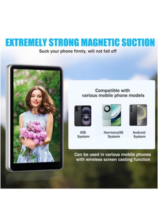 Magnetic Phone Vlog Selfie Monitor Screen – Universal Mirroring Screen Casting Device for Vloggers, Live Streamers & Content Creators – Magnetic Clip-On Design for Front-Facing Camera View & Dual-Screen Recording