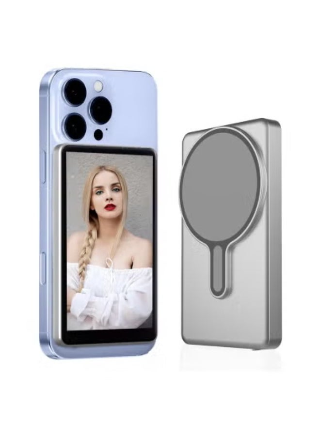 Magnetic Phone Vlog Selfie Monitor Screen – Universal Mirroring Screen Casting Device for Vloggers, Live Streamers & Content Creators – Magnetic Clip-On Design for Front-Facing Camera View & Dual-Screen Recording