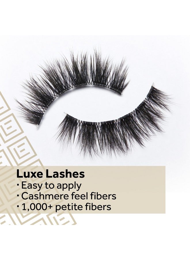 Eylure False Lashes, Luxe Cashmere No. 8 with Adhesive Included, 1 Pair,Black
