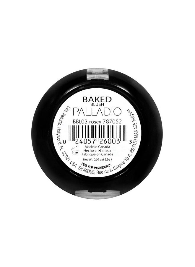 Palladio Baked Blush, Highly Pigmented Shimmery Formula, Easy to Blend and Highly Buildable, Apply Dry for a Natural Glow or Wet for a Dramatic Luminous Look, Long Lasting for All day Wear, Rosey
