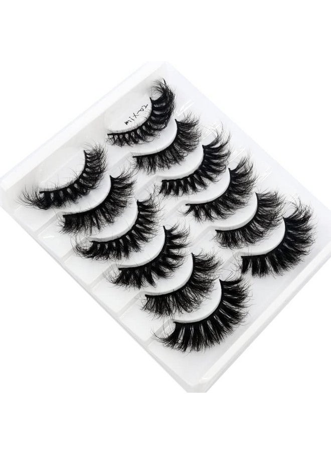 HBZGTLAD 6 Pairs False Eyelashes Cat-Eye Fluffy Faux Mink Lashes 8D Wispy Lashes Pack Dramatic Long Thick Volume Eyelashes (Mix-03)
