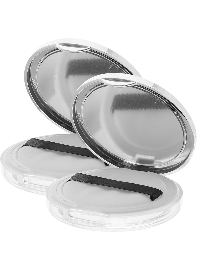 Beaupretty 2PCS Empty Powder Compact Plastic DIY Makeup Loose Powder Case with Puff and Elasticated Net Sifter for Travel Outside Home