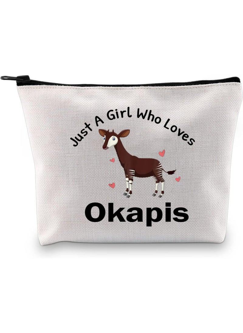 XYANFA Okapis Makeup Bag Cute Okapi Lover Gift Forest Griaffe Zebra Giraffe Gift Just A Girl Who Loves Okapis (A Girl Loves Okapis)