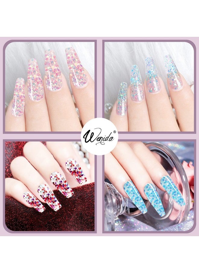 Nail Extension Gel Kit Wenida Glitter 6 Colors Nail Builder Gel Nail Enhancement Gel Set for Home DIY Nail Manicure Art