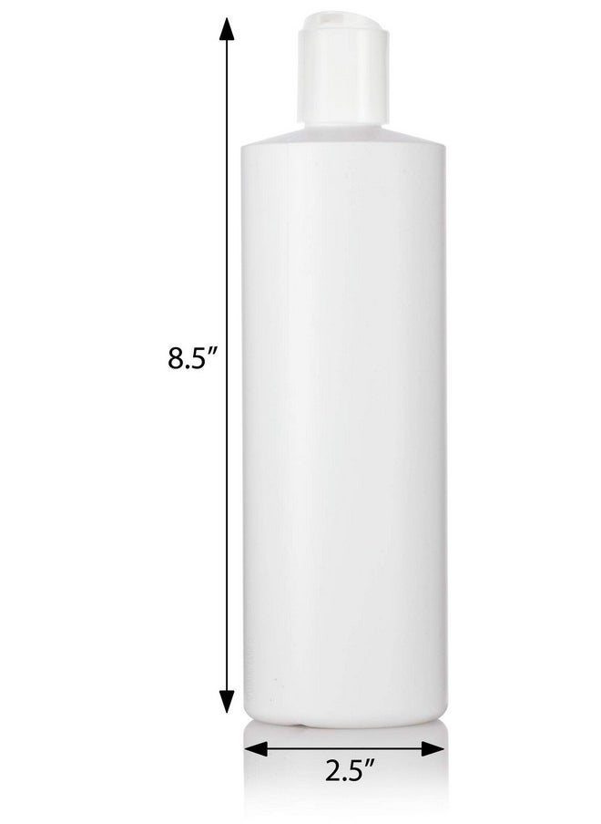 JUVITUS 16 oz White Plastic Squeeze Bottles with White Disc Caps (12 Pack)