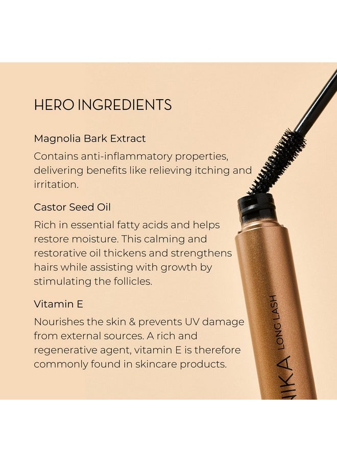 INIKA Organic Long Lash Mascara - Vegan, Non-Toxic Mascara for Volume and Length, Enriched with Essential Fatty Acids, Magnolia Bark Extract & Vitamin E, Cruelty-Free, Black