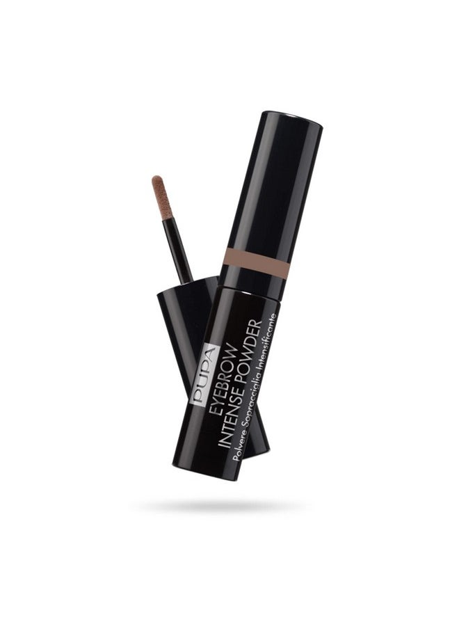 Pupa Milano Eyebrow Intense Powder - Instant Tinting Brow Definer Powder - Buildable, Soft, Smudge Proof Texture - Gives Thin, Sparse Brows Natural Color and Shape - 002 Brown - 0.035 oz