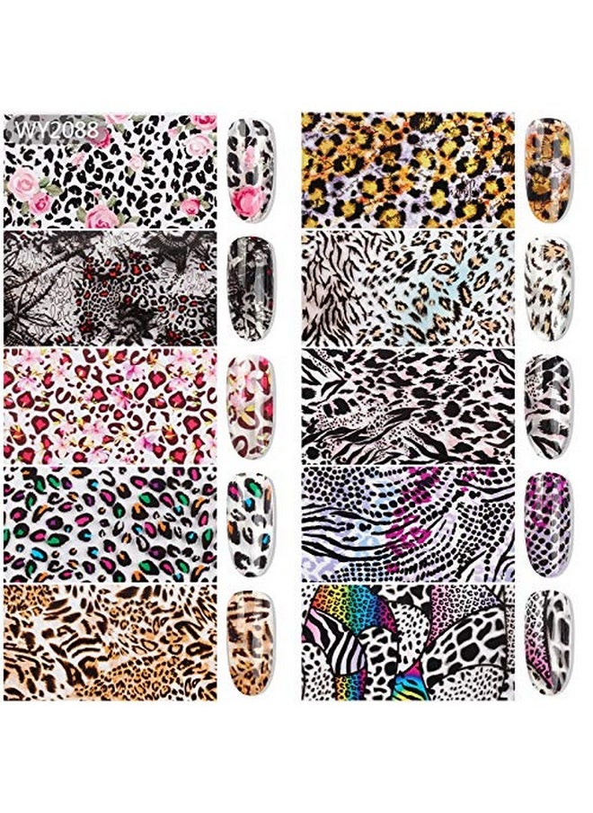 YesLady Nail Art Transfer Leopard Decals DIY Foil Wraps Stickers Manicure Tips 10 Pattern