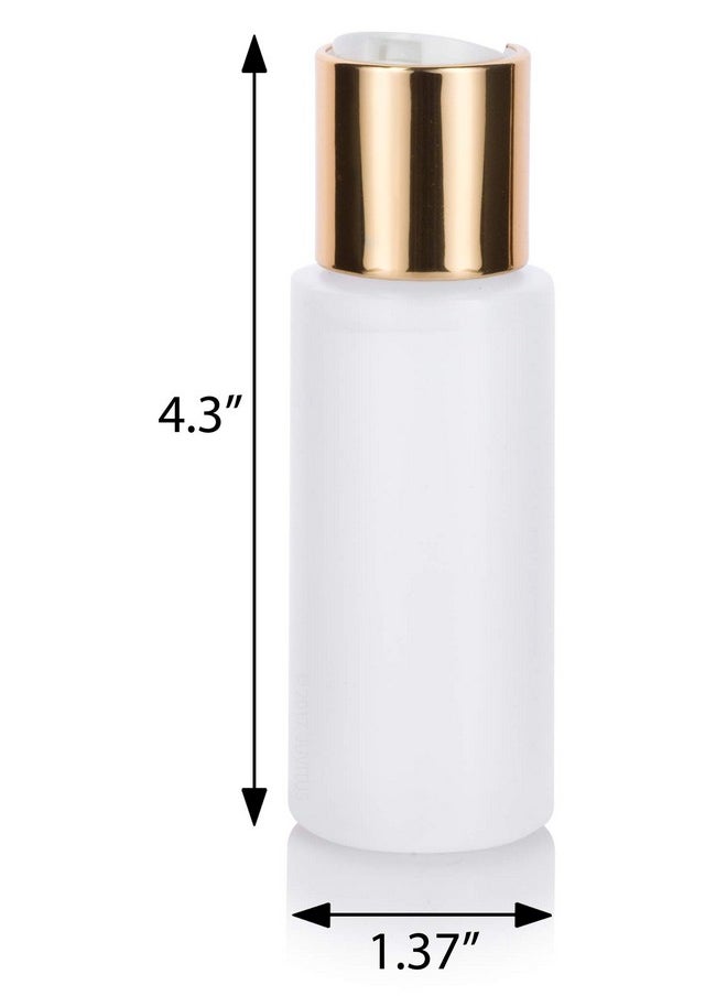 JUVITUS 2 oz Clear Natural Refillable Plastic Squeeze Bottle with Gold Metal Disc Cap Top - (12 Pack)