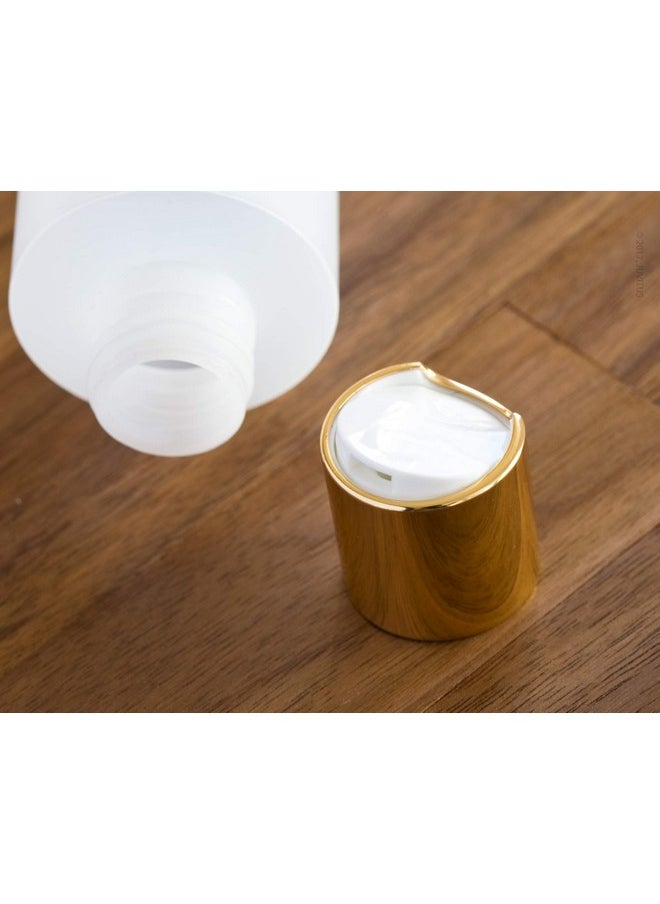 JUVITUS 2 oz Clear Natural Refillable Plastic Squeeze Bottle with Gold Metal Disc Cap Top - (12 Pack)