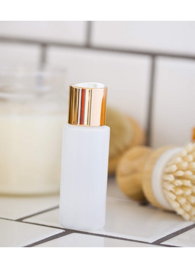 JUVITUS 2 oz Clear Natural Refillable Plastic Squeeze Bottle with Gold Metal Disc Cap Top - (12 Pack)