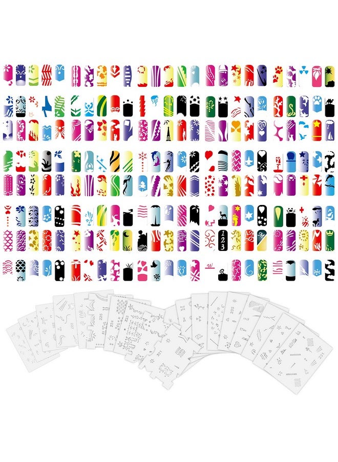 Custom Body Art Airbrush Nail Stencils - Design Series Set # 12 Includes 20 Individual Nail Templates with 18 Designs Each for a Total of 360 Designs of Series #12