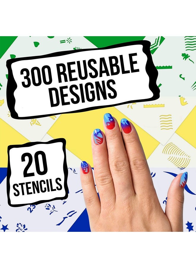 Custom Body Art Airbrush Nail Stencils - Design Series Set # 12 Includes 20 Individual Nail Templates with 18 Designs Each for a Total of 360 Designs of Series #12
