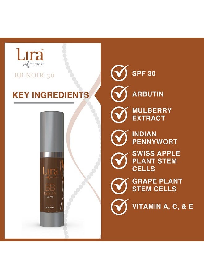 Lira Clinical BB - SPF 30 Tinted BB Cream with PSC & Vitamins - Full coverage - 0.7 fl oz. (BB Noir 30)