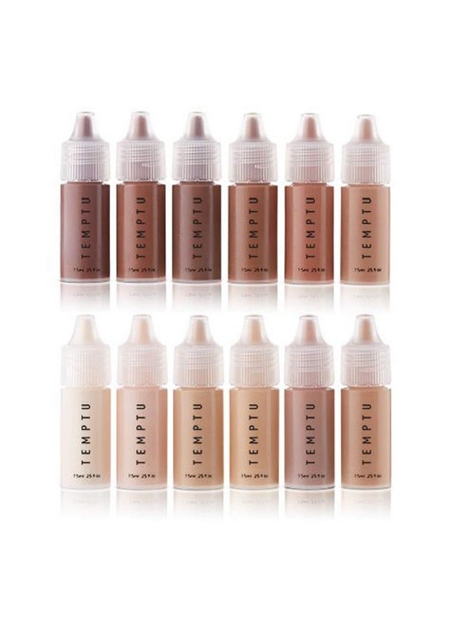 TEMPTU S/B Silicone-Based Airbrush Foundation: Professional Long-Wear Liquid Makeup, Sheer To Full Coverage For A Hydrated, Healthy-Looking Glow & Luminous, Dewy Finish On All Skin Types, 12 Bottles: Starter Set, 0.25 Fl Oz