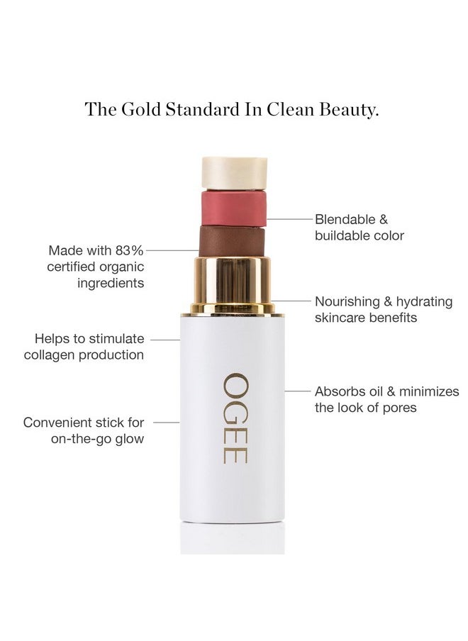Ogee Face Stick Crystal Collection Trio - Contour Stick Makeup Collection - Certified Organic Contour Palette - Includes Bronzer Stick, Blush Stick & Highlighter Stick
